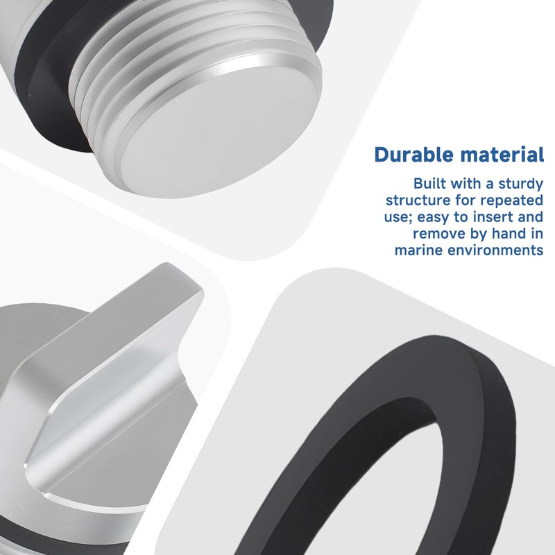 SRIAOO 3/4"-14 NPT Aluminum Boat Floor Drain Plug with Neoprene