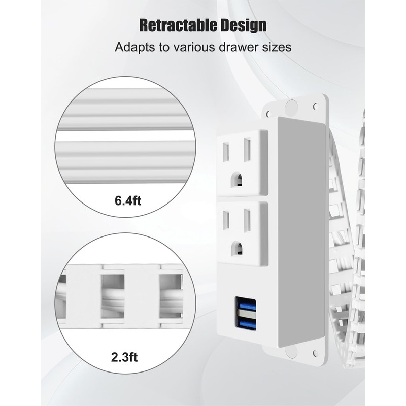 in Drawer Outlet Kit, 2 AC & 2 USB-A Ports,