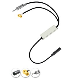 Vecys DAB FM Antenna Splitter Car Antenna Amplifier SMB Socket to DIN Plug to DIN Socket Adapter Converter Compatible with AM/FM/DAB + Car Radio Antenna