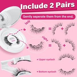 PRO Magnetic Eyelashes Long Lasting Reusable With Applicator Magnetic Lashes Natural Look No Glue Needed Easy To Wear 4 magnet points Stronger&Suitable for Eye Shape (1Pair,Ecstatic)