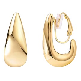 GUOYOU Clip Ohrringe 14K Ohrclips Damen Ohne Ohrlöcher Leicht und Stressfrei Ohrclips Gold Luxus der Spitzenklasse Ohrringe Ohne Ohrloch für Frauen Freundin Mama Mädchen Geburtstagsfeiern (Stil 2)