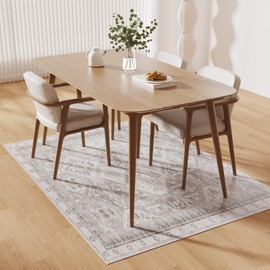 ZPAI Floor Mat for Home 5×7ft, Easy Clean Plastic Rug-Like Pattern Area Mat for Living Room, Waterproof Vinyl Area Rug for Under Kitchen Table, No Slip Soft Vintage Rug for High Traffic Area (White)