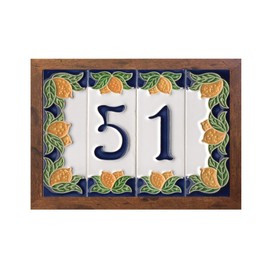 Italian Handmade Ceramic Large Yellow Lemon Numbers & Letters Tiles. Tile Size: 15cm x 4.8cm, 3 to 6 Tile Frames (Ends 2 Tile Set)