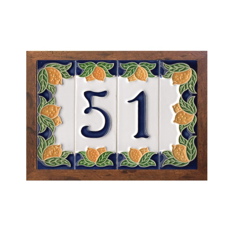 Italian Handmade Ceramic Large Yellow Lemon Numbers & Letters Tiles.