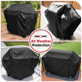 Unicook Grill Cover 55 Inch for Outdoor Grill, Heavy Duty, Waterproof, Fade Resistant, BBQ Cover with Handles/Straps/Air Vents, Compatible with Weber Charbroil Nexgrill Gas BBQs etc