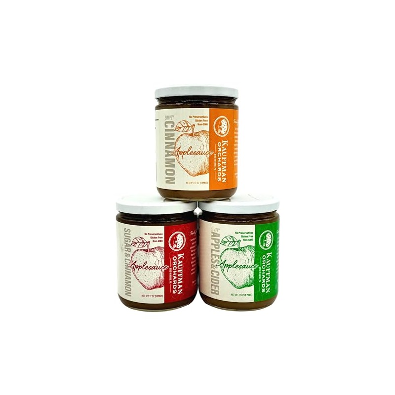 Kauffman Orchards Small Batch Applesauce, With Sugar and Cinnamon, 17