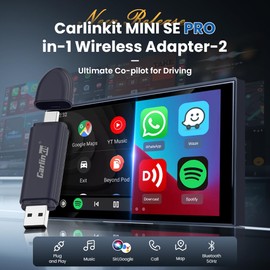 CarlinKit Mini SE Pro CarPlay & Android Auto Adapter Converts Wired to Wireless, Easy Connect/Plug & Play with Dongle, Mini Size with USB-A/Type-C, Wireless Adapter for iOS 10+/Android 11+
