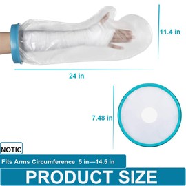 VESKIMER 2025 Upgraded Arm Cast Cover for Shower Arm Adult - 100% Waterproof Cast Protector, Cast Bag, Cast Sleeve - Comfortable Watertight Protection for Broken Hands, Fingers, Wrists