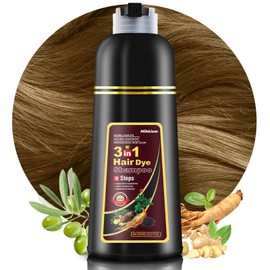 Mihkiom Hair Dye Shampoo 3 in 1 for Women & Men, Chestnut Brown Hair Color Shampoo Refresh Hair Only 20 Mins - Natural Plant - Champu Para Pintar el Pelo