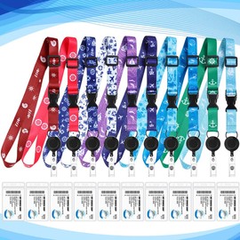 Hotop 10 Sets Cruise Lanyards Retractable Carnival Cruise Adjustable Lanyard with ID Holder Detachable Badge Clip for Cruise Ship Cards(Fresh Style)