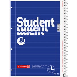 Brunnen Brunnen 1067907 Notizblock / Collegeblock Student (für Linkshänder, A4, liniert, Lineatur 27, 70 g/m², 80 Blatt mit Spirale rechts)