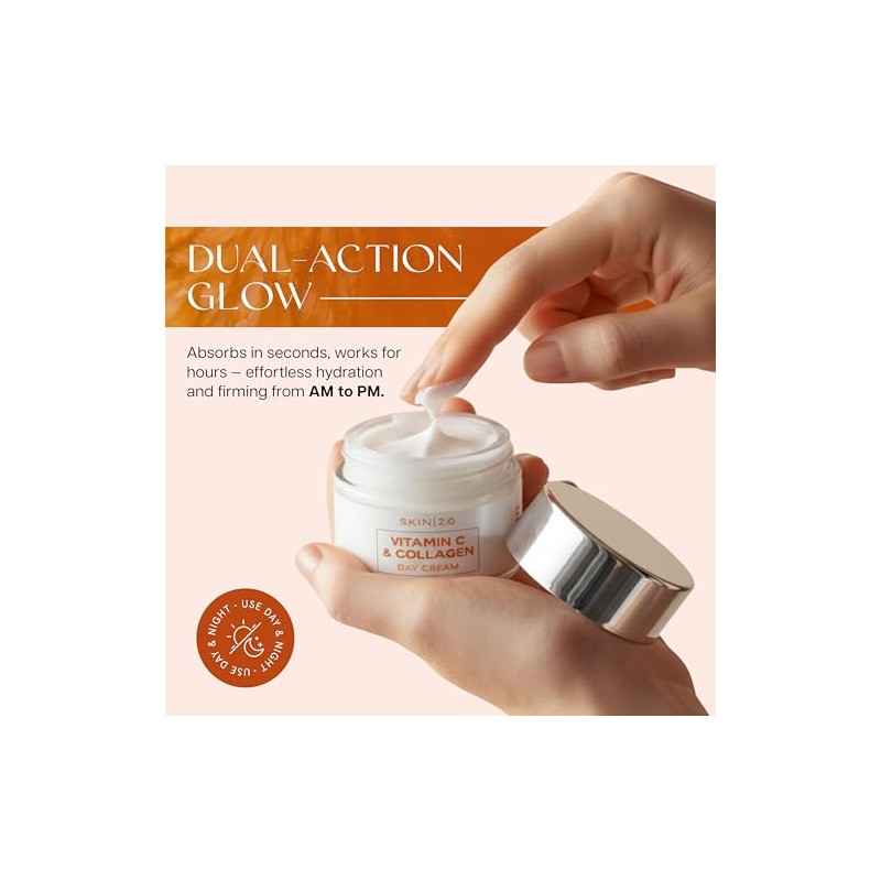 Skin Crema Hidratante Facial Día Noche Vitamina Colágeno Dermatológicamente Probada