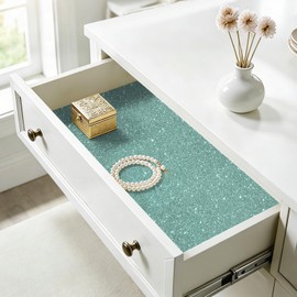 VaryFloral Aqua Cyan Glitter Wallpaper Stick and Peel Removable Turquoise Sparkle Glitter Contact Paper for Cabinet DIY Home Decoration Textured Bling Sequins Wallpaper for Accent Walls 11.8"x118"