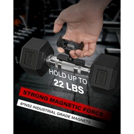 APPS2Car [2 Pack] Gym Magnetic Phone Holder, 360 Adjustable, Compatible with 4.7-6.5" Smartphones, Alloy Base and Joint, Black