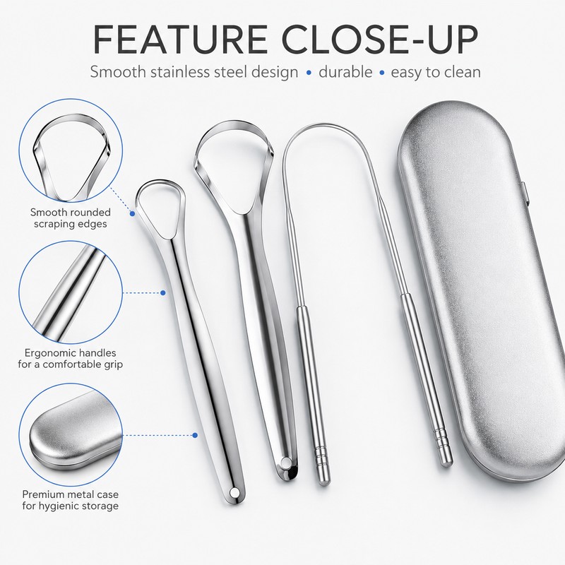 Stainless Steel Tongue Scraper for Daily Oral Care – Spoon-Shaped