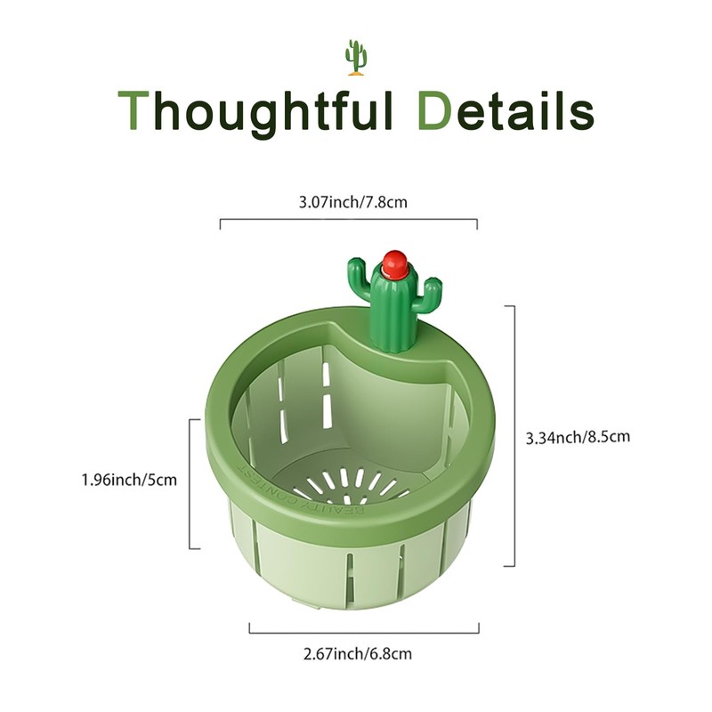 VVGAOGES Sink Strainer Plug 2 Pack Cactus Design Anti-Clogging Anti-Odor