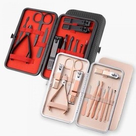 12-piece toenail clipper set, nail care set, 12-piece nail set pink