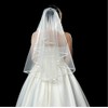 ZIYAN White Double Ribbon Edge Center Cascade Bridal Wedding Veil