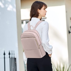 DIRRONA Backpack Women Fashion Casual Business Backpack Large Capacity Work School Bag Waterproof Travel Shoulder Bag 14-Inch Laptop Nylon Womens Backpack Pink