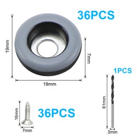 Teflon Furniture Feet, Diameter 19 mm, Round, Teflon Furniture Feet, PTFE Teflon Furniture Feet for Screwing with Screw for Moving Heavy Furniture, Pack of 36