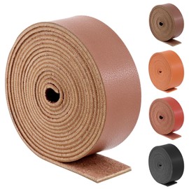 Swpeet Caramel Color 1 Inch Wide 80 Inches Leather Strap, Single Sided Full Grain Leather Strips Cord String, Long Flat Leather Belt Strips Ideal for DIY Craft Projects, Clothing, Jewelry, Wrapping
