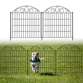 SUNLAX 5 Panels Garden Fence 10ft(L) x24in(H) Fencing for Yard No Dig Animal Barrier Met Dog Fence for Patio Outdoor with Gate
