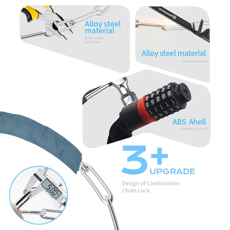 SISAV Heavy Duty Bike Chain Lock 3.2FT with 5 Digit