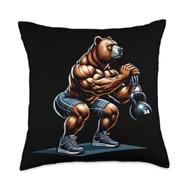 Bear Kettlebells Ourfit For Bodybuilders Weight Bodybuilding Throw Pillow