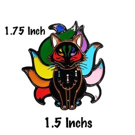 Progress Pride Hidden Flag Japanese Kitsune - Soft Enamel 1.75" Enamel Pin