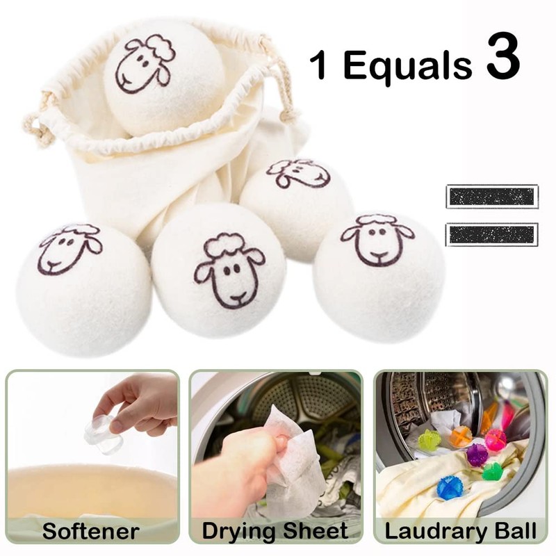 Wool Dryer Balls 6 PCS Dryer Balls Laundry Reusable 100%