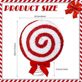 Gejoy Christmas Candy Tree Topper Peppermint Candy Cane Christmas Tree Toppers 10.2 Inch Candy Swirl Christmas Ornament Glitter Xmas Tree Topper for Holiday Party Festive Home Decor