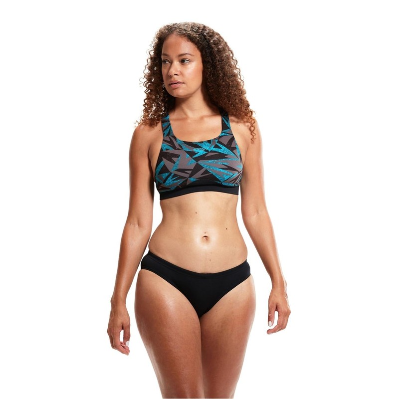 Speedo HyperBoom Zweiteiler Badeanzug für Damen, Schwarz/Bolt/Dove Grey, 32 (DE