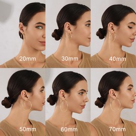 Large Gold Hoop Earrings for Women Big Gold Hoop Earrings 14K Real Gold Plated Hypoallergenic Thin Gold Hoop Earrings Sterling Silver Gold Hoop Earrings for Womens Extra Large Medium Gold Hoop Earrings