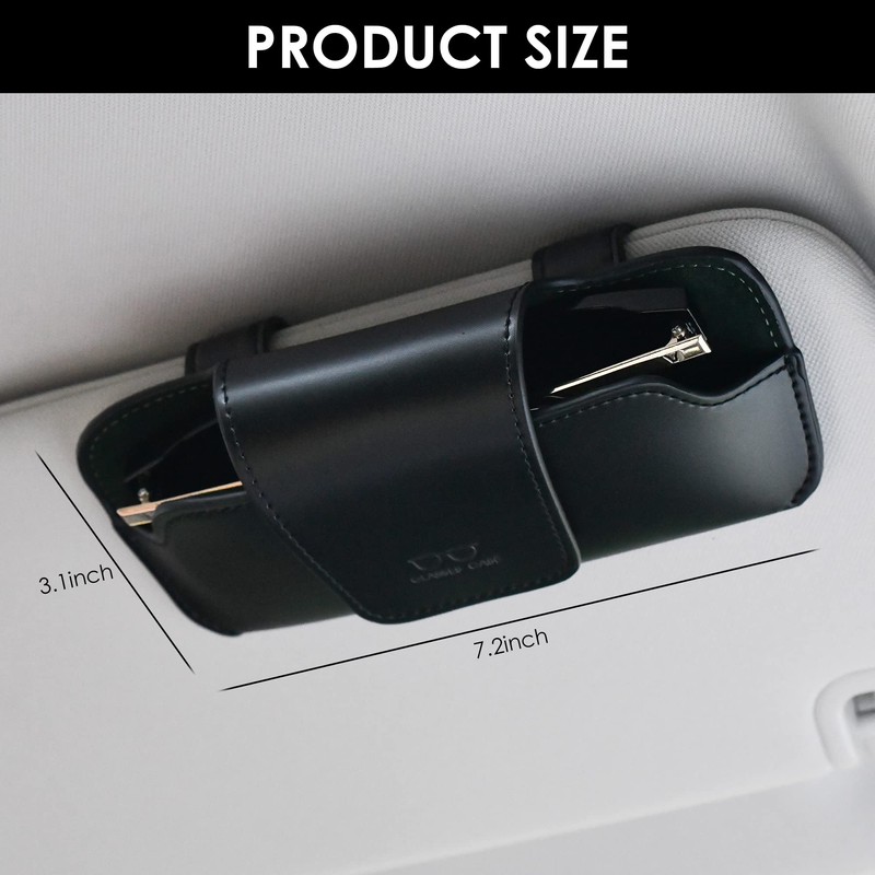URIZZD Sunglass Holder for Car Visor, Car Sunglasses Holder Leather,