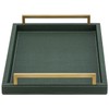 XIGEXIGE Green Decorative Serving Tray,Rectangular Tray for Coffee Table,Faux Leather