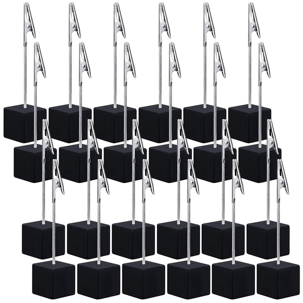 24 Pcs Wooden Memo Clips Holder Lightweight Wood Cube Base