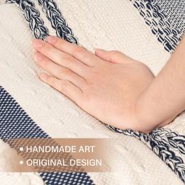 Boho Throw Pillow Covers 20 * 12 Inch Set of 2 Decorative Accent Pillowcase Farmhouse Bohemian Neutral Textured Cushion Cover for Couch Sofa Bedroom Living Room (Navy, 20 * 12)