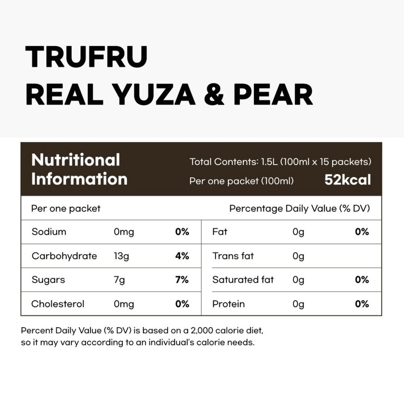 [Korean Food] Trufru Real Yuzu & Pear(100ml*15pack)