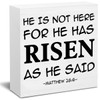 Christian Easter Decorations, He Has Risen Wooden Block Sign, Religious