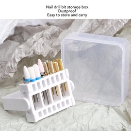Nail Drill Bits Holder, 4 Pieces, Nail Drill Bit Holder, Stand, Display Organiser, 16 Holes, Dustproof, Nail Art Drill Bits Stand, Display Storage Box