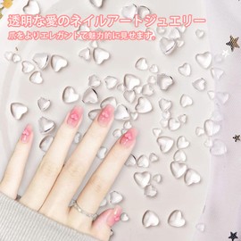 Nail Parts, Heart 320 Piece Set, 0.2, 0.2, 0.2, 0.3 inches (4 mm), 0.2 inches (6 mm), 8 mm, 3D Stereoscopic Heart, Clear, Nail Parts, Rhinestones, Cute, Plump Heart, Nail Stone, Glitter, Jewelry