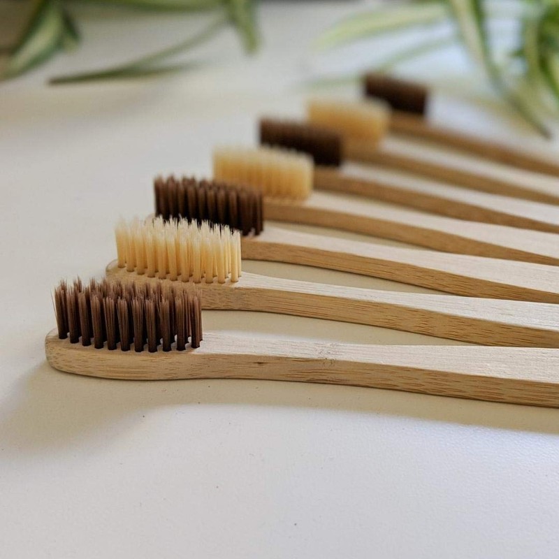 3pk Family Eco-Friendly and Natural Organic Wooden Bamboo Toothbrushes, Biodegradable,