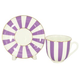Lomonosov Porcelain Bone China Tea/Coffee Cup and Saucer Violet Yes and No 6 oz/180 ml