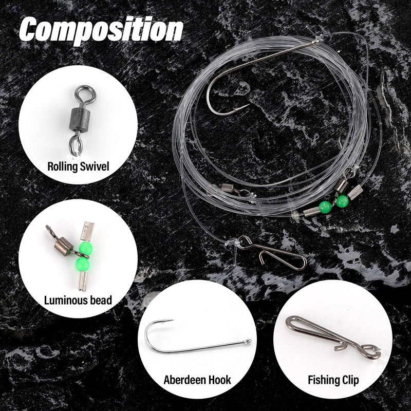 Dr.Fish 6PCS Sea Fishing Rigs Beach Casting, Clipped sea rig