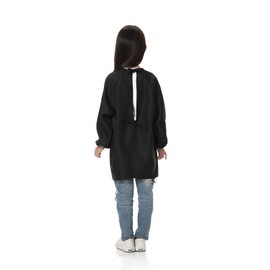 TopTie Cotton Kids Smock Apron for Hair Grooming Painting Cooking with Front Pocket & Long Sleeve, for Age 1-9 years-Black-M