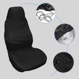 JEOPKO 2PCS Waterproof Car Seat Cover Front Universal Black Waterproof Car Front Seat Covers for Front Seats, Car Seat Protectors, Seat Protector Auto Easily Wiped Clean (Black).