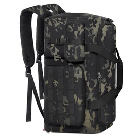 RAINSMORE Gym Bag for Men, 45L Sports Travel Duffel Bag with Shoe & Laptop Compartment, Gym Workout Backpack Carry On Weekender Bag Overnight Backpack for Travel, Green Camo