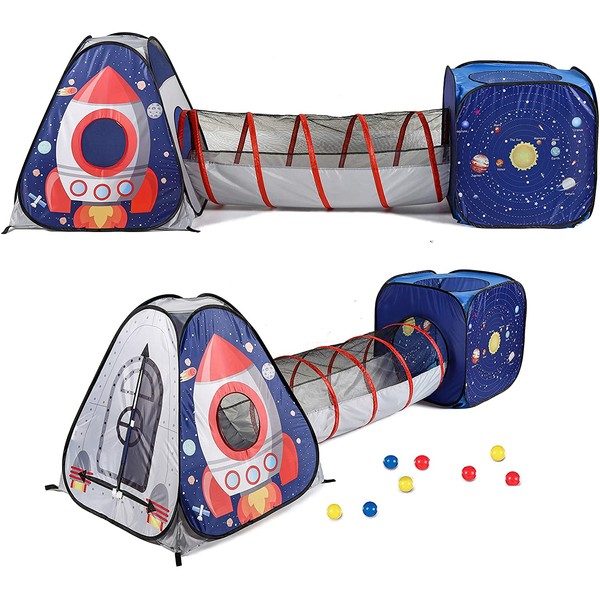 UTEX 3pc Space Astronaut Kids Play Tent, Pop Up Play Tents with Tunnels for Kids, Boys, Girls, Babies and Toddlers, Indoor/Outdoor Playhouse –Stem Inspired Design W/Solar System & Planet