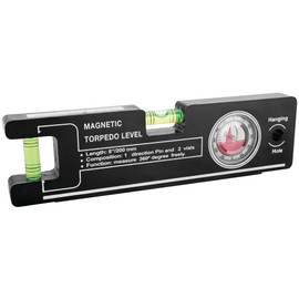 Performance Tool 1177 8 in. Magnetic Level w/Angle Finder, ABS Plastic, High-Visibility Vials, Black