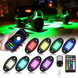 for Jeep Wrangler JL Gladiator 8 Pods RGB LED Rock Lights Neon Underglow LED Kit